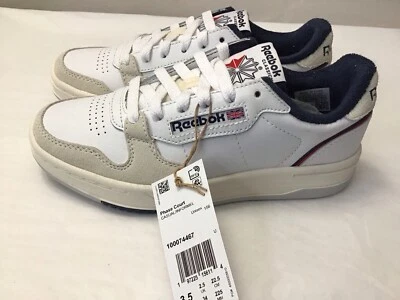 Nuevo Reebok Juvenil 3.5 Unisex Phase Court Cuero Blanco Cordones Tenis Zapatos (R32) Foto 1 de 4