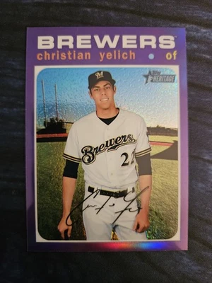 2020 Topps Heritage - Christian Yelich #THC-174 Chrome Purple Refractor - Image 1 of 2