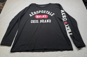 Aeropostale Mens L/S 2XL Blk Graphic Tee Block Lettering on Sleeves - Picture 1 of 6