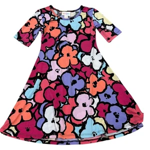 Lularoe Girls Floral Swing Adeline Dress Size 4 Multicolor - Picture 1 of 4