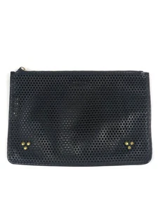 Black Perforated POPOCHE L Leather Clutch JÉRÔME DREYFUSS - Picture 1 of 3