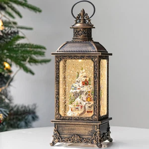 Weihnachtsdorf Schneekugel Laterne musikalisch beleuchtet verschneit Bergdorf Wasser - Bild 1 von 9