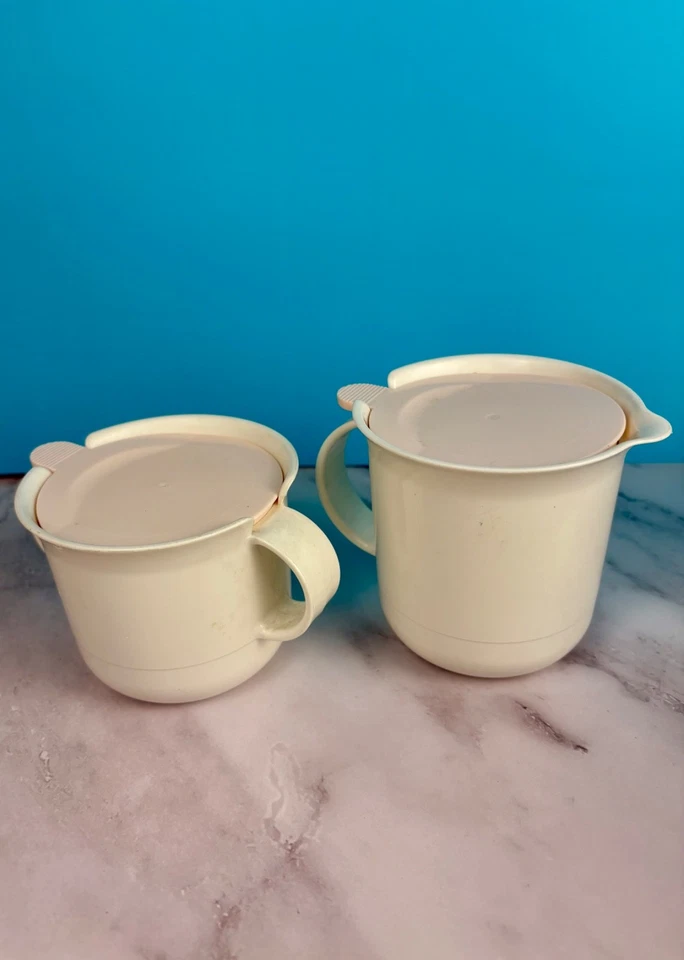 Tupperware Sugar Bowl and Creamer with Flip Pale Pink Lids  Set - Image 1 of 1