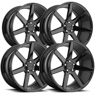 (Set of 4) Niche M168 Verona 19x8.5 5x120 +35mm Gloss Black Wheels Rims 19" Inch Foto 1 de 4
