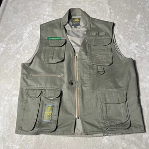 Camel Trophy Adventure Wear Vest Sz L Khaki Utility Multi Pocket Fishing Camping - Picture 1 of 9