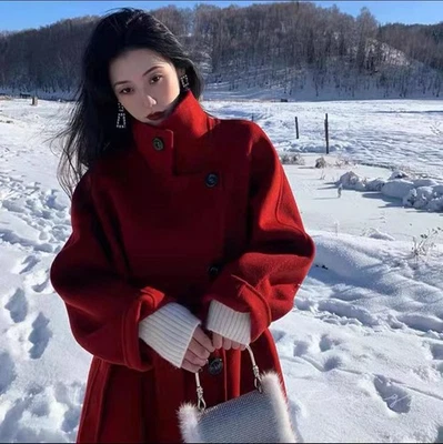 Abrigo Max Mara Mujer Cuello Alto Hebilla Cinturón Doble Cara Lana Cachemira Foto 1 de 4