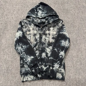 Affliction Hoodie Men's Medium Reversible Full Zip Tye Dye Goth Grunge Y2K - Picture 1 of 21