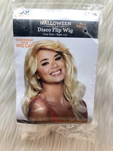 Halloween Wig Blonde Shoulder Length Layers Feather Bangs 70’s 80’s “Disco Flip” - Picture 1 of 4