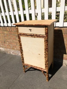 AFFORDABLE! ANTIQUE VICTORIAN 1890 BAMBOO RATTAN CUPBOARD, BOOKCASE WITH DRAWER - Picture 1 of 13