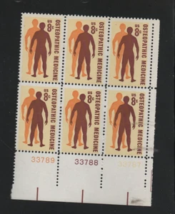 U.S. 1972 Osteopathic Medicine 6-stamp Plate Block Mint MNH Scott # 1469 .. - Picture 1 of 1