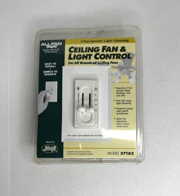 Hunter 27182 吊扇/灯控制 3 速双滑梯 - 全新未拆封 — 第 1/4 张图片