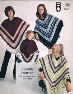 Vintage Ladies & Girls Poncho Knitting & Crochet Pattern, DK, A4 printed copy - Picture 1 of 2