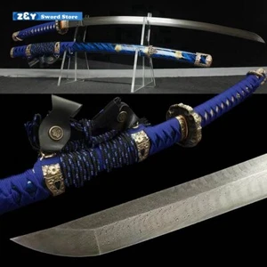 Hoja de venas de plumas de acero Damasco accesorios de cobre Tachi Japón Ninja Katana Swor - Imagen 1 de 13