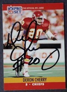 Kansas City Chiefs estrella Deron Cherry firmada autografiada 1990 Pro Set tarjeta BONITA - - Imagen 1 de 1