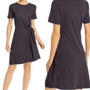 Vestido Camiseta Current/Elliott Talla 2 The Poppy Jersey Tejido Negro Fruncido Mini - Imagen 1 de 11