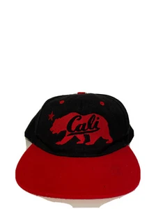 Vintage CALI Bear Black & Red Headlines SnapBack Hat Embroidered 100% Acrylic - Picture 1 of 10