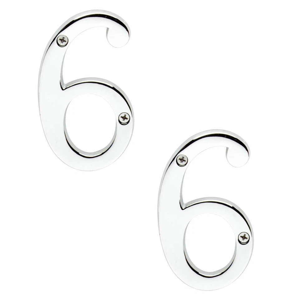 Juego de 2 direcciones de latón macizo fundido de 3 7/8" número '6' '9' cromadas Foto 1 de 1