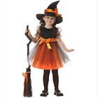 Girls Halloween Witches Dressing Up Costume Witch Cosplay Outfit Kids Dress Hat?