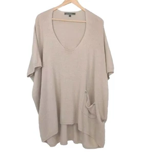 LOVE STITCH Knit Poncho Oversized Sz L Wool Blend Gorpcore Beige - Picture 1 of 10