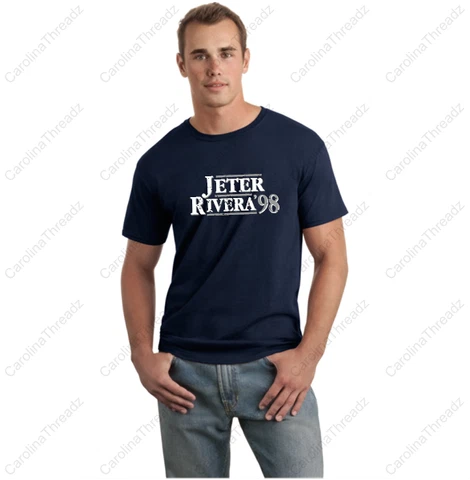 Derek Jeter Mariano Rivera 1998 New York Election Style Distressed Tee *NEW Cover
