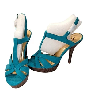 Thalia Sodi Women's Teal Platform T-Strap Size 7M Shoes New in box - Picture 1 of 22