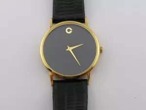 Vintage Gruen Dress Watch Black Dial Gold Color Case - Picture 1 of 7