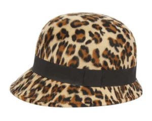 Ladies Felt Bucket Hat Women Vintage Leopard Cloche Hat - Picture 1 of 3