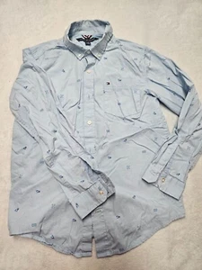 Tommy Hilfiger Blue Flags Lightweight Buttoned Up Dressy Shirt size 16/18 - Picture 1 of 5