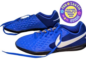INDOOR SOCCER SNEAKER NIKE TIEMPO. UNISEX KIDS 6Y. ELECTRIC BLUE & WHITE. - Picture 1 of 10