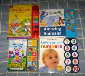 Lot of 5 PLAY-A-SONG Books BABY EINSTEIN PRIDDY BOOKS LIGHTS PIANO ANIMAL SOUNDS - Picture 1 of 2