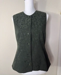Vintage Casual Corner Suede Paisley Floral Vest Green Sz 6 Goblin Fairy 80-90s - Picture 1 of 6