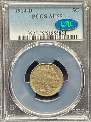 1914-D Buffalo Nickel, PCGS/CAC AU-55, Well Struck - Image 1 of 4