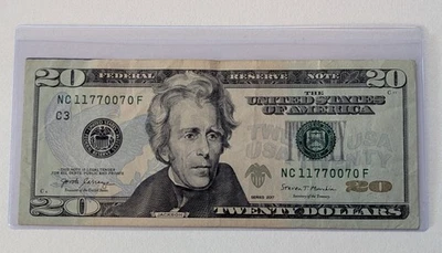 US 2017 $20, Trinary Serial Numbers, Ink Smear, Obverse And Reverse Top Corners  - Image 1 of 4