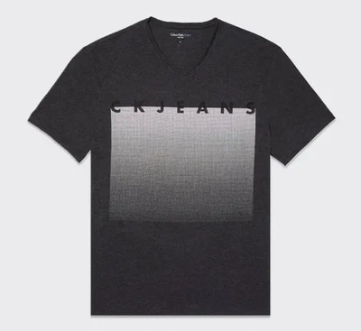 Camiseta Calvin Klein Para Hombre Gráfica Logotipo Geométrico Gris Blanqueado Para Hombre Talla Grande  Foto 1 de 4