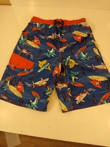 Joe Boxer Boys XL  Surfing Sharks Swimsuit Board Shorts Drawstring 2 Pockets - Picture 1 of 7