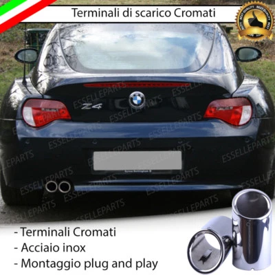 COPPIA TERMINALI DI SCARICO PER MARMITTA FINALINO CROMATO INOX BMW Z4 TONDI - Immagine 1 di 4