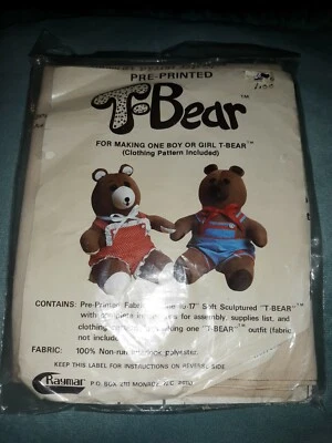 Vintage UNOPENED Raymar Pre Printed T-Bear Pattern Clothing Pattern Included (F) - Image 1 of 3