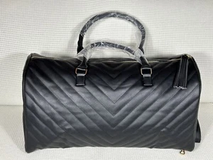 Bolso de viaje/gimnasio de cuero negro súper grande, con correa para el hombro, interior rojo, nuevo en caja - Imagen 1 de 6