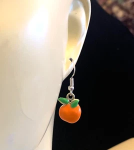 "Pendientes colgantes de gota de cítricos naranja Florida joyería 1 1/4" - Imagen 1 de 4