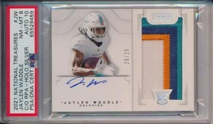 Jaylen Waddle 2021 National Treasures RC Crossover Patch 25 /25 PSA 8 10 Auto ! - Picture 1 of 2