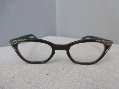 Vintage Mid Century Safilo Cat Eye Glasses Rhinestones Mona Lisa 5.5 Rockabilly! - Image 1 of 4