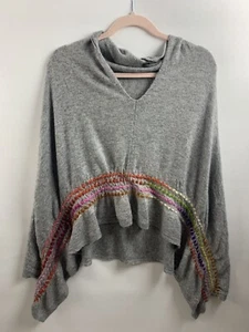 Embroidered Grey Ruffled Cashmere Shawl HANDMADE From Nepal - Picture 1 of 9