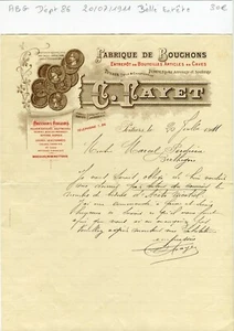 Dépt 86 - Poitiers - Belle Entête d'une Fabrique de Bouchons du 20/07/1911 - Picture 1 of 1