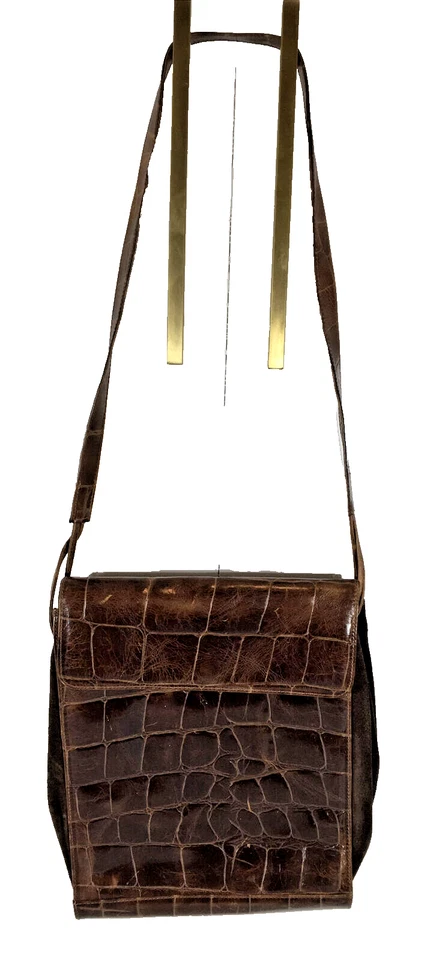 Bolso Bandolera Vintage Años 90 80 Y2k Nordstrom Italia Cuero Avestruz y Cocodrilo Foto 1 de 4