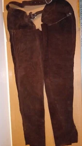 Barnstable Riding Brown Suede Leather Full Chaps - Children's Size 12 EUC - Picture 1 of 9