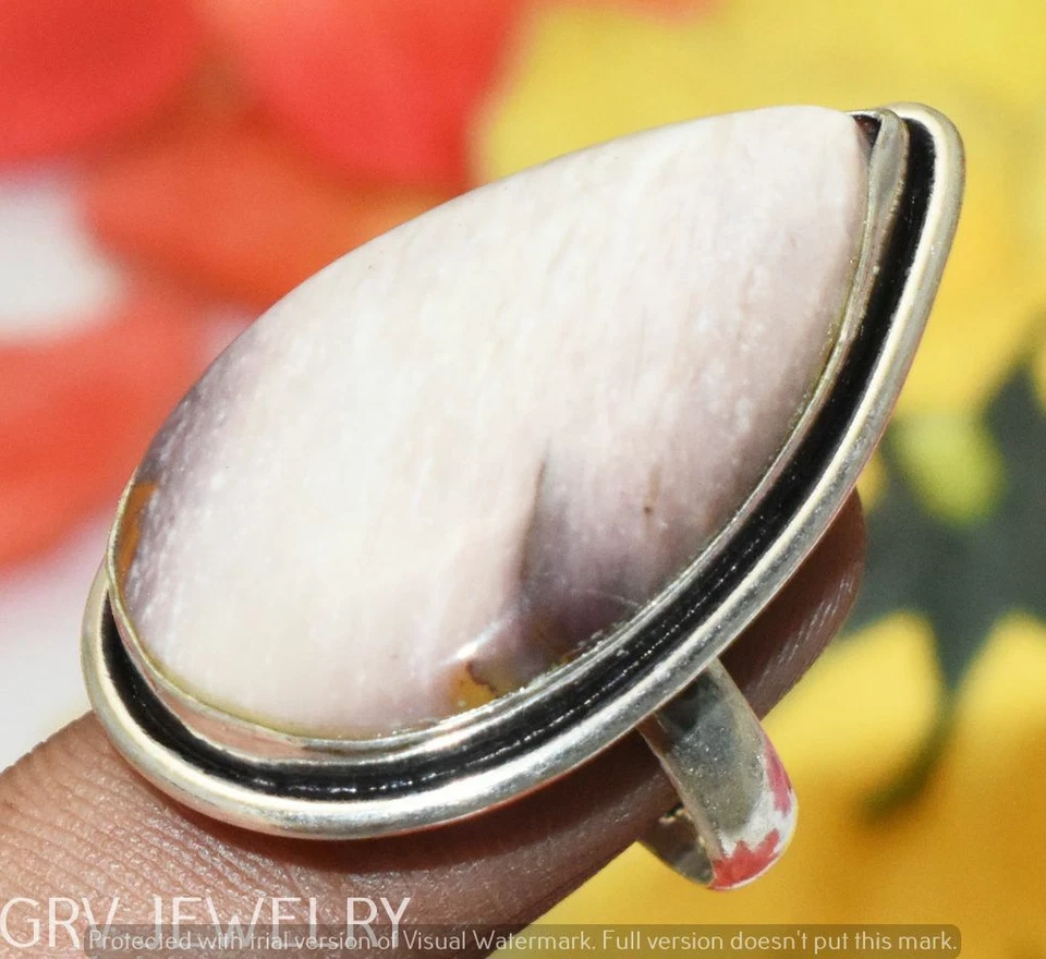 Porcelain Jasper Gemstone Ring 925 Silver Overlay U286-E128 Us Size 7.5" - Image 1 of 1