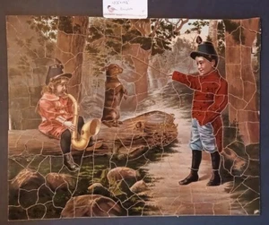 Antique 1903 Wood Puzzle McLoughlin Bros Fidos Rehearsal Children w Dog Complete - Picture 1 of 3