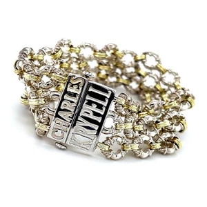 CHARLES KRYPELL BREITES DAMENARMBAND ZWEIFARBIG STERLINGSILBER & 14 K GELBGOLD - Bild 1 von 12