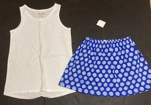 Girl's Cat & Jack & Gymboree Outfit Sz 7 - White Tank w/Royal Blue Floral Skort - Picture 1 of 7