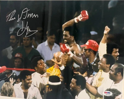 THOMAS HITMAN HEARNS SIGNED BOXING 11X14 PHOTO PSA/DNA - Image 1 of 2